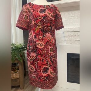 Talbots Red Paisley Floral Midi Shift Dress